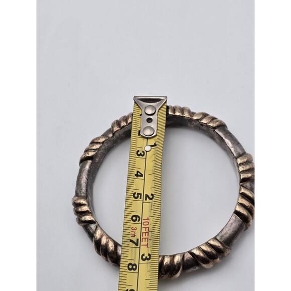 Brian Bergner 925 Silver And Gold Plate Crosshatch Bangle - Picture 2 of 9